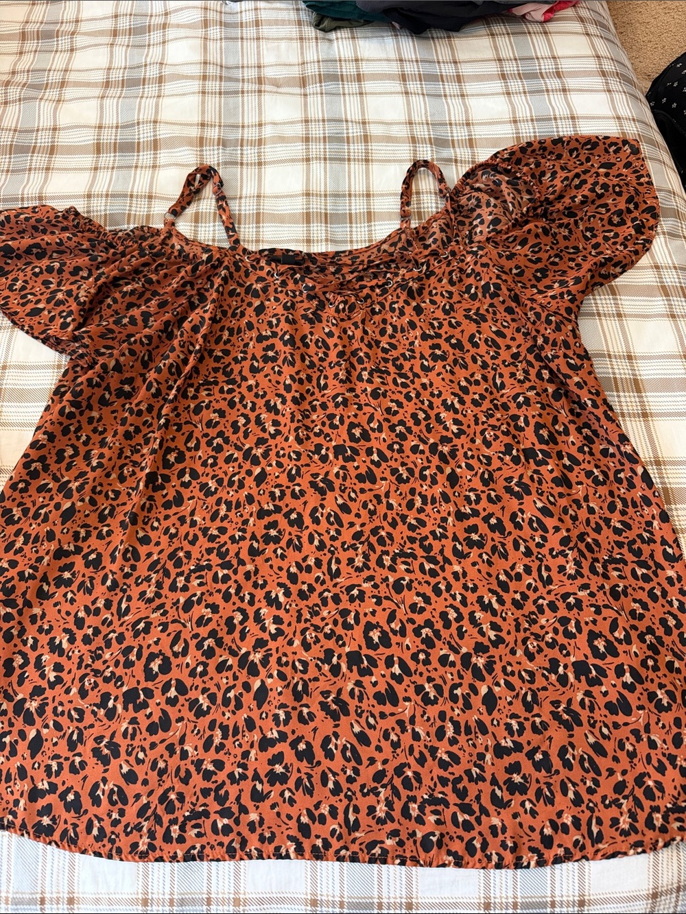 torrid Rust and Black Leopard Print Off-Shoulder Cami